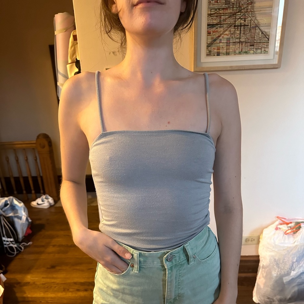 Women’s Topshop size 4 grey spaghetti strap body suit